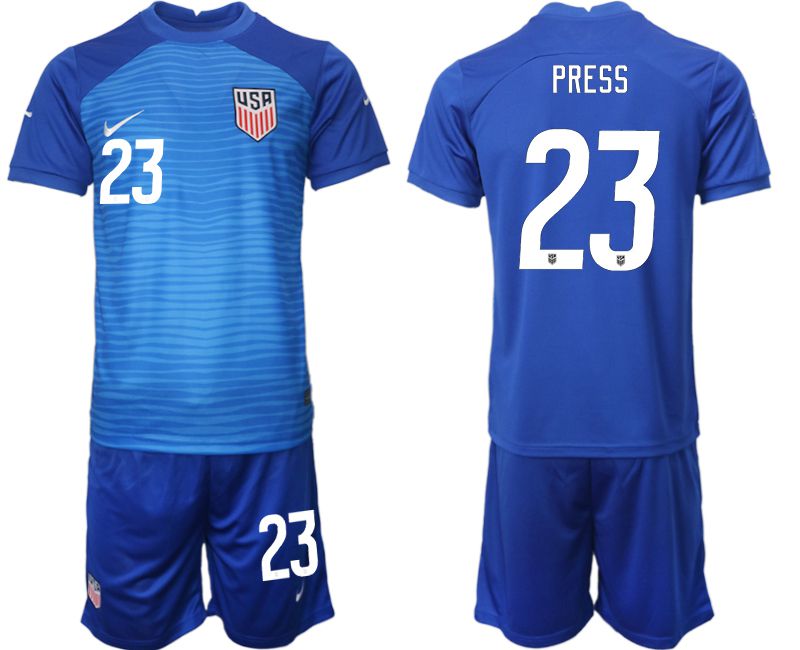 Men 2022 World Cup National Team United States away blue #23 Soccer Jersey->united states jersey->Soccer Country Jersey